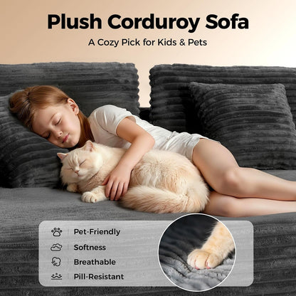 108" L-Shaped Boneless Sectional Sofa, Cloud Couch in One Box8