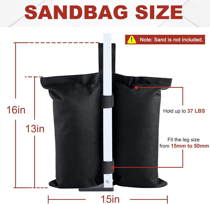 Canopy Weights 120 LBS Tent Sand Bags,4-Pack Black(No Sand)+2