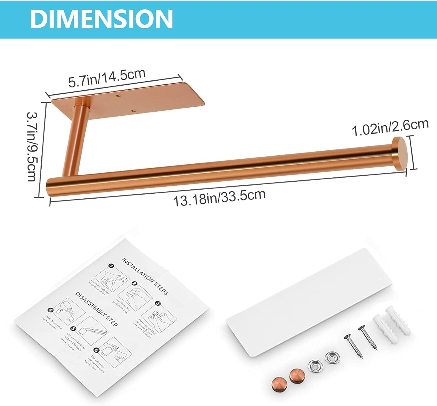 paper-towel-holder-self-adhesive-paper-towel-holder-wall-mount-for-kitchen-rack-adhesive-paper-towel-roll-rack-for-bathroom-towel-kitchen-stainless-steel-rose-gold