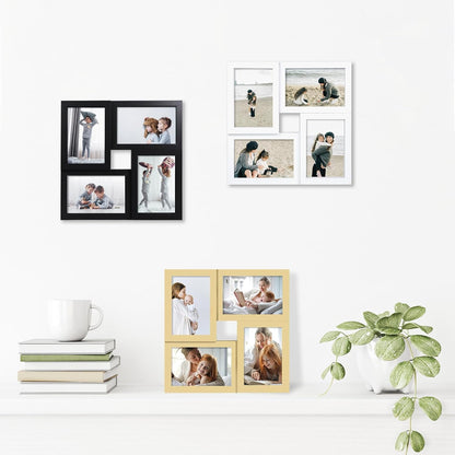 4X6 Picture Frames Collage 1 Pack, 4 Opening Multi Family Photo Collage Frames with Real Glass for Wall Hanging or Tabletop, Black7