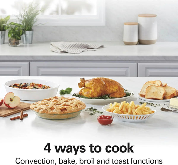 Easy Reach 6 Slice Countertop Convection Toaster Oven | Roll-Top Door for Easy Access | Bake, Broil & Toast Functions | 150 to 450ºf Adjustable Temp | Auto Shutoff | Silver4