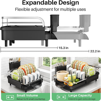 Expandable Dish Drying Rack for Small Kitchen Counter, Black2