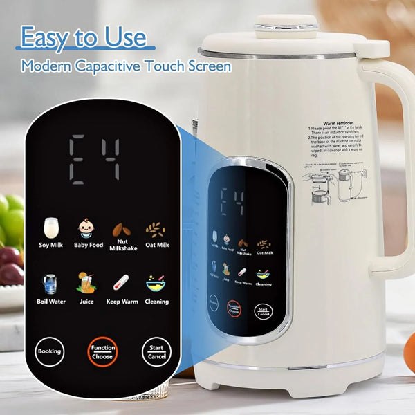 40Oz Nut Milk Maker Machine, 8 in 1 Self-Cleaning Automatic Blender | LED Touch Panel, Homemade Soy, Almond, Oat, Coconut, Plant Based and Non Dairy Beverages, 12H Delay Start, Self-Cleaning3