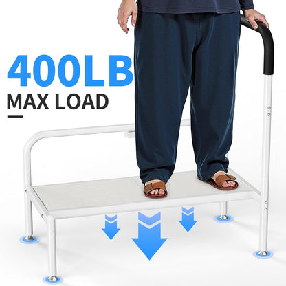 Bed Step Stool for Adults, Bedside Steps for Elderly Seniors with Non-Slip Handle & LED Light, Stable Assist Rail for High Beds5
