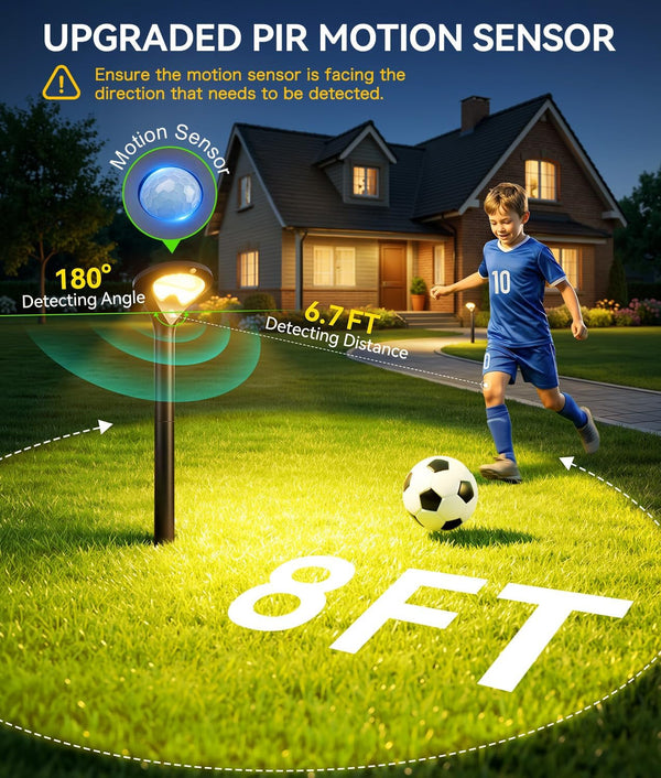 Solar Pathway Lights Outdoor with Motion Sensor, 6 Pack Security Solar Garden Lights, 400LM Bright Leds, Larger Glass Panel, 3 Modes Waterproof Path Lights for Yard Patio Walkway Driveway4