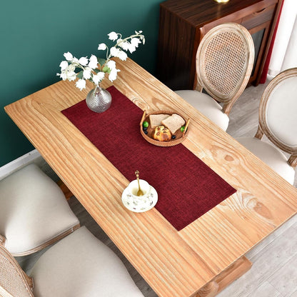 Reversible Double Layer Table Runner Faux Linen Fabric, 13X36Inch2