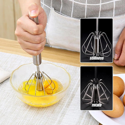 Handheld Mixer, Stainless Steel Semi-Automatic Whisk, Rotating Semi-Automatic Egg Beater, Hand Push Mixer Stirrer Tool for Cooking Kitchen Home Egg Milk5