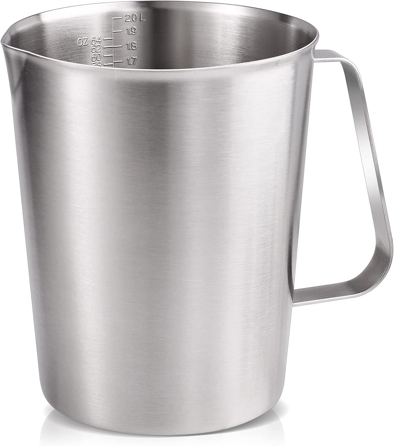 64oz-8cup-stainless-steel-pitcher-sus304-2-liter-metal-container-for-water-milk-liquid-with-handle-with-engraved-markings-silver