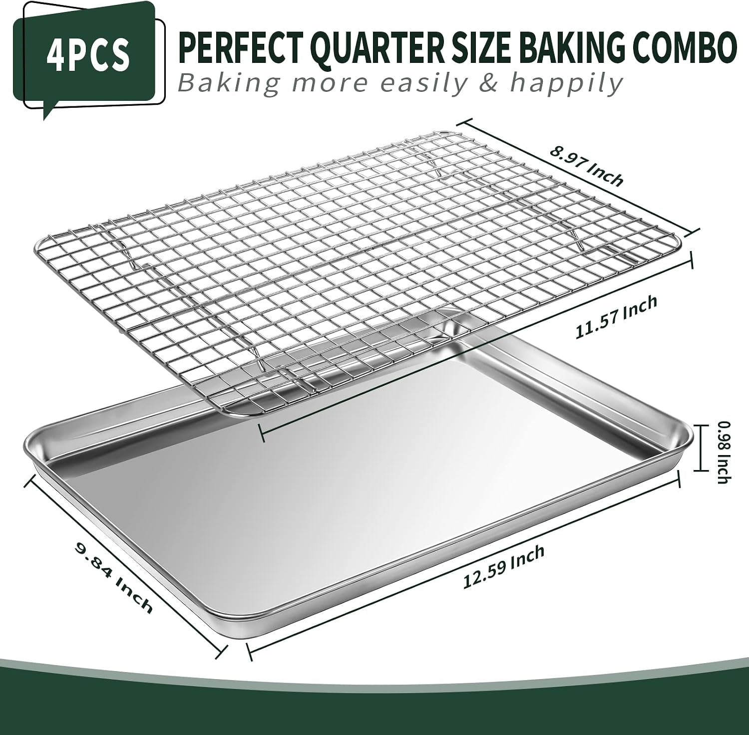 quarter-sheet-pan-with-cooling-rack-set-2-baking-sheets-2-baking-racks-stainless-steel-cookie-sheets-for-baking-and-wire-rack-rust-warp-resistant-nonstick-size-12-x-9-8-x-1-inch