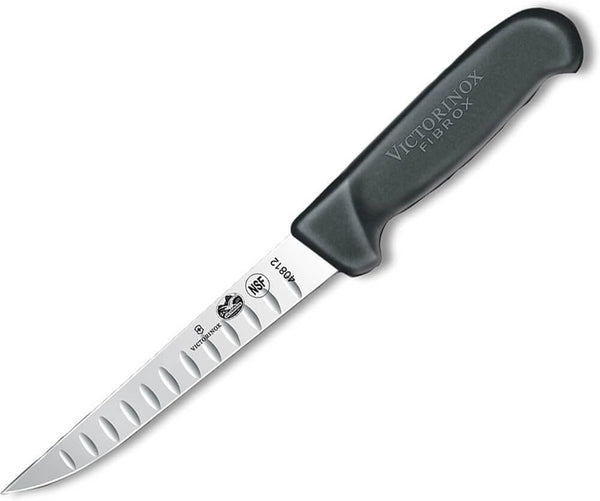 Victorinox Fibrox 6" Boning Knife, Straight Edge Wide Blade, Stiff, Granton Blade - Dishwasher Safe, Non-Slip Handle, Black1