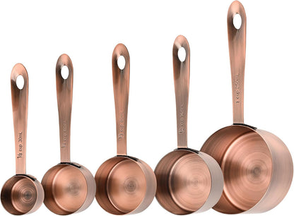 Copper Measuring Cups and Spoons Set, Stainless Steel Measuring Cups and Spoons Set, 5 Metal Measuring Cups & 6 Baking Measuring Spoons, Imperial & Metric Measuring Tools Set 114