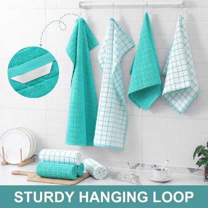 Premium Ring Spun Cotton 390 GSM Kitchen Towels, 4 Pack, Aqua6