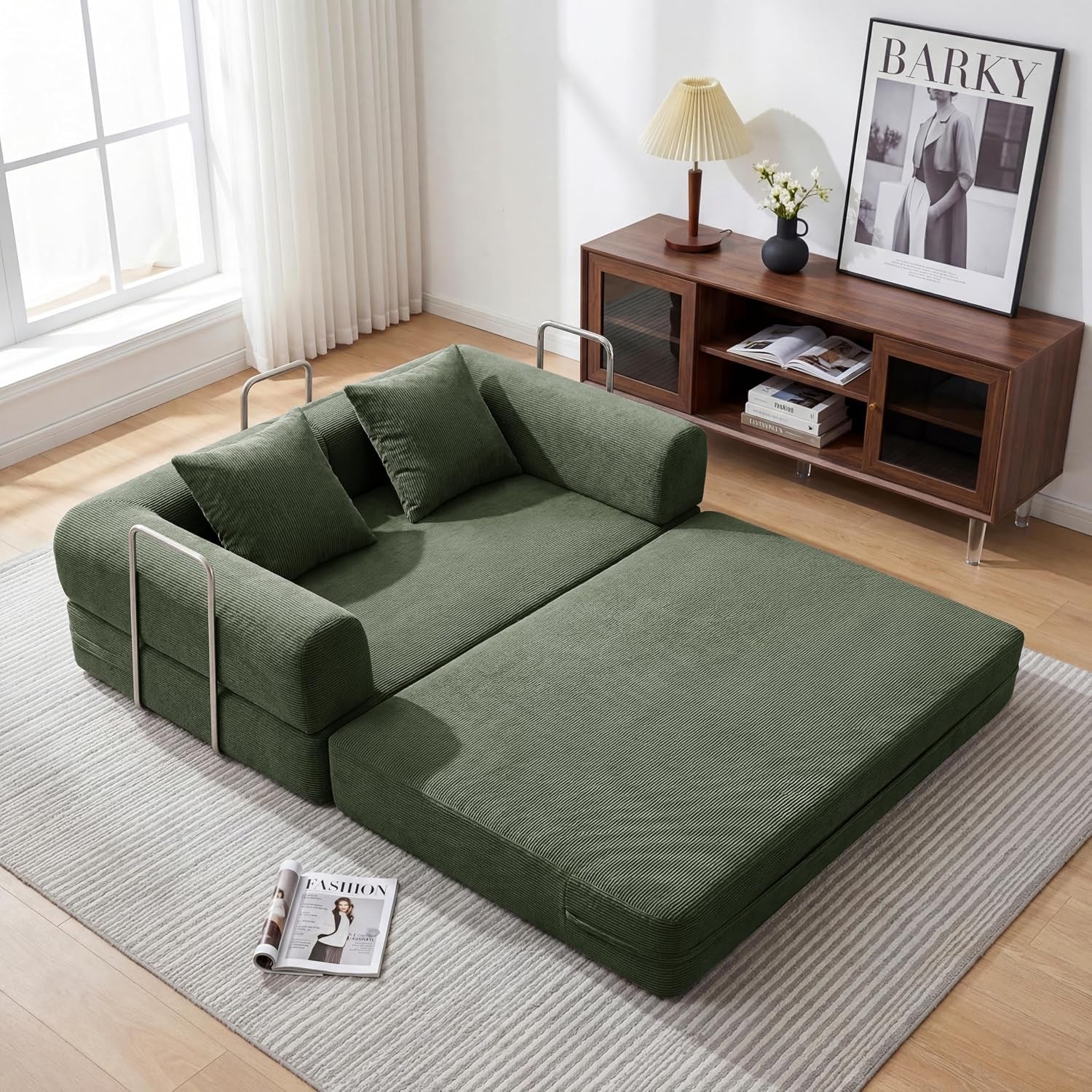 59-convertible-compressed-corduroy-folding-cloud-sofa-bed-modern-boneless-pull-out-loveseat-sleeper-in-a-box-4-in-1-floor-mattress-futon-cloud-couch-no-assembly-needed-green-2-pillows-queen