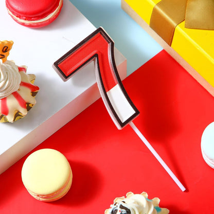 Cartoon Red and White Birthday Cake Candle Numeral Birthday Cake Topper for Animated Decoration Cartoon Party Supplies(Number 7)2