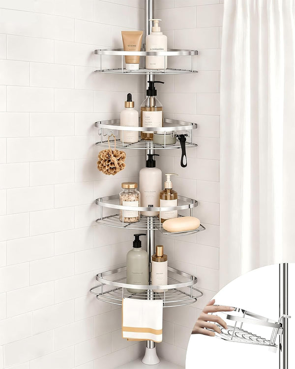 Rustproof Corner Shower Caddy Tension Pole for Bathroom Organizers1