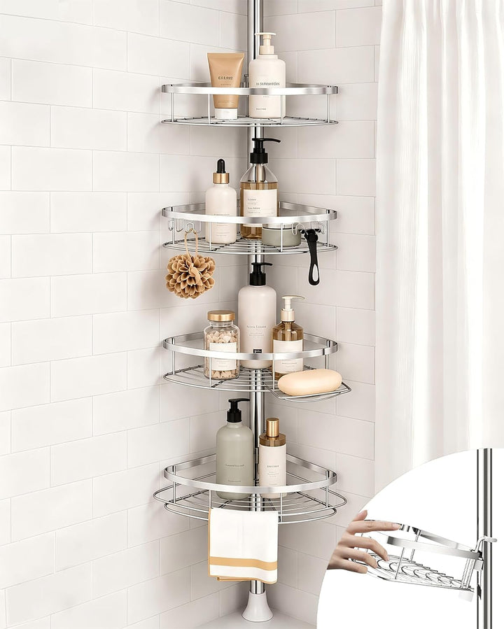 Rustproof Corner Shower Caddy Tension Pole for Bathroom Organizers