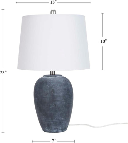 Home 23" Black Vintage Distressed Ceramic Pot Table Lamp for Bedroom, Living Room, End Table, with White Tapered Drum Shade3