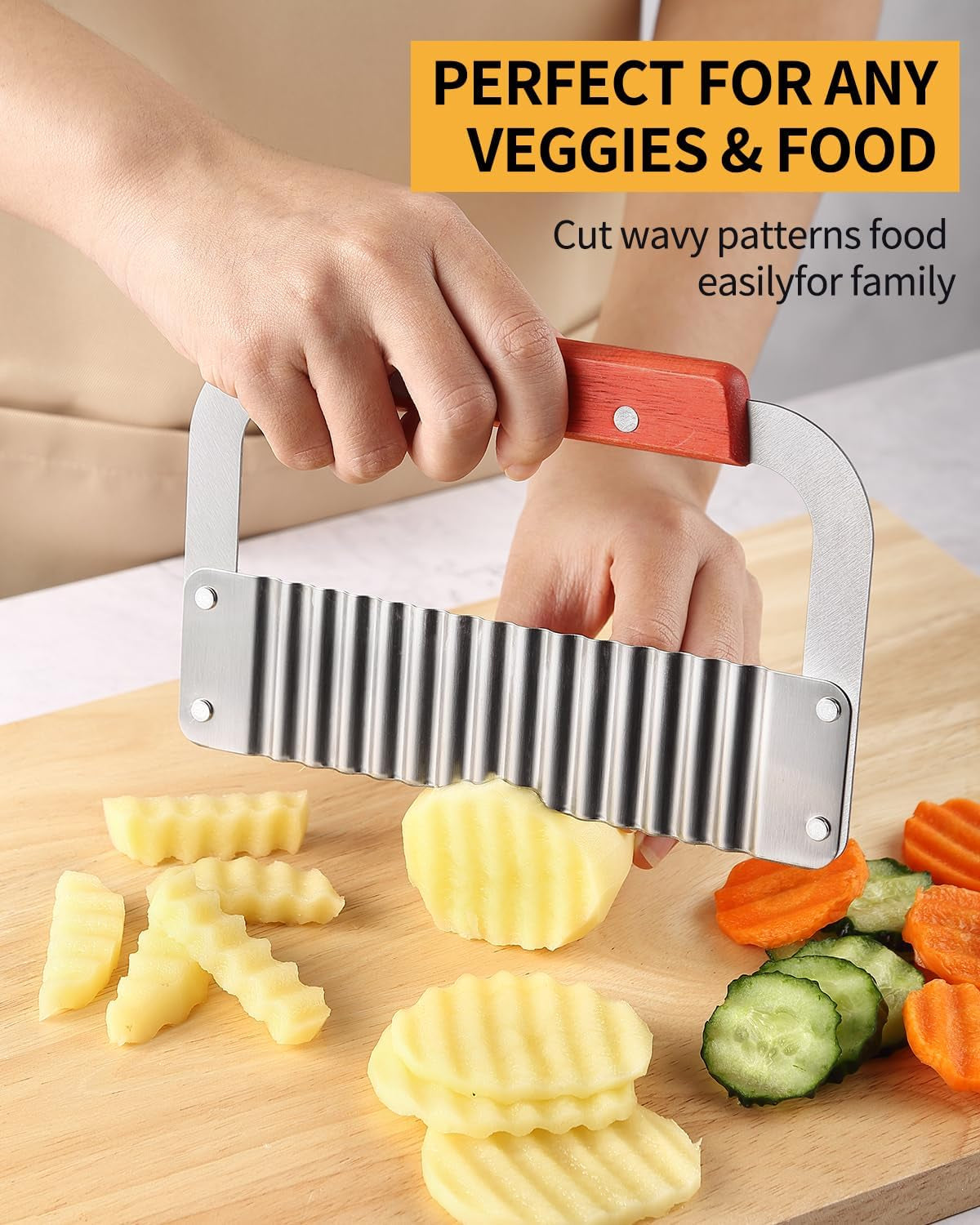 crinkle-cutter-stainless-steel-potato-slicer-heavy-duty-wavy-crinkle-cutting-chopping-tools-with-wooden-handle-for-carrot-veggies-heavy-duty-wooden-handle-sharp-and-deep-waves-crinkle-cutting-for-carrot-zucchini-pickled-cucumber-dishwasher-safety