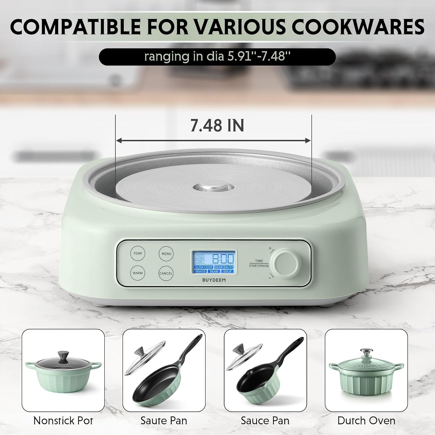 lp55-5-in-1-slow-cooker-compatible-with-various-cookwares-multi-cooker-with-two-temperature-settings-auto-keep-warm-for-2h-cozy-greenish-pot-not-included-multi-cooker-with-two-temperature-settings-auto-keep-warm-for-2h-cozy-greenish-no-pot-included