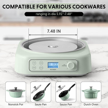 LP55 5-In-1 Slow Cooker, Compatible with Various Cookwares, Multi-Cooker with Two Temperature Settings, Auto Keep Warm for 2H, Cozy Greenish, Pot Not Included | Multi-Cooker with Two Temperature Settings, Auto Keep Warm for 2H, Cozy Greenish, No Pot Included2