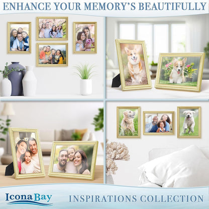 5X7 Picture Frames, Gold, 6 Pack, Contemporary, Inspirations3