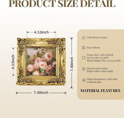 5X5 Gold Picture Frame Square Vintage Ornate Floral Photo Frame5