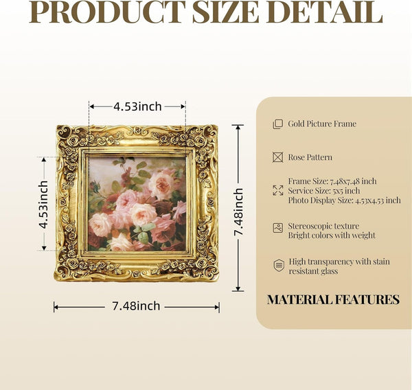 5X5 Gold Picture Frame Square Vintage Ornate Floral Photo Frame5
