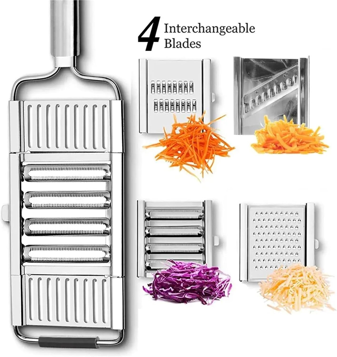 4-in-1-stainless-steel-mandoline-slicer-adjustable-vegetable-grater-and-peeler-with-3-interchangeable-blades-for-potatoes-carrots-cucumbers-dishwasher-safe-kitchen-tool-silver