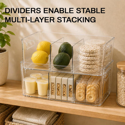 6-Pack Pantry Organizers and Storage, Clear Fridge Organizer Bins5