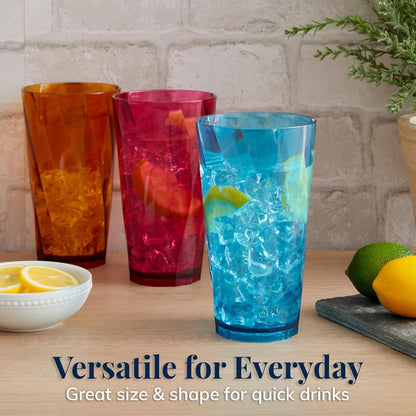 Optix Plastic Reusable Drinking Glasses (Set of 8) 20Oz Water Cups in Jewel Tone Colors | Bpa-Free Tumblers, Made in USA | Top-Rack Dishwasher Safe3