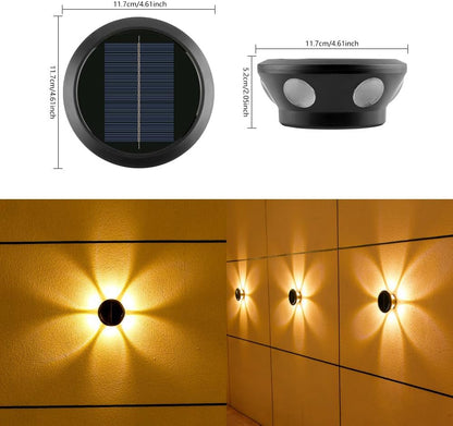 2 Pack 12 LED Solar Fence Lights，Wall Lamp with Floral Theme,Solar Wall Lights Outdoor Waterproof for Fence, Garden, Courtyard, Balcony, Terrace, Porch.9