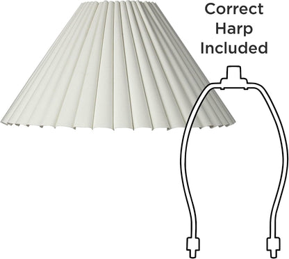 Antique Extra Large White Box Pleat Shade 6.75X20.75X12.5 (Spider) Set 2 | Pre-Assembled 6.75" Top X 20.75" Bottom X 10.75" High X 12.5" Slant Replacement for Table + Floor Lamps Empire Harp + Finial7
