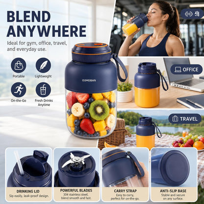 Portable Wireless Juicer Cup,Rechargeable Electric Juicer Blender Cup with 38 Blades,Smoothie Protein Shake Blender,Travel Use8
