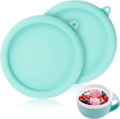 2Pcs Silicone Lids for Dash My Mug, 5.9In Bpa-Free Silicone Bowl Covers | Storage Cookware Lids Replacement for Dash Ice Cream Maker Mug (Light Green)1