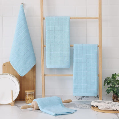 100% Cotton Terry Kitchen Towels, 8 Pack, Sky Blue6
