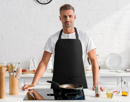 2 Pack Bib Apron, Adjustable with 2 Pockets, Water and Oil Resistant, Cooking Kitchen Chef Apron for Women Men7