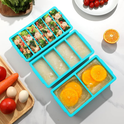 3-Pack Silicone Freezer Trays with Lid, Soup Freezer Container Molds | 2 Large 2-Cup, 4 Medium 1-Cup, 6 Small 1/2-Cup, BPA Free, Ice Cube Tray for Soup, Stews, Sauces, Meal Prep, Broth, Leftovers8