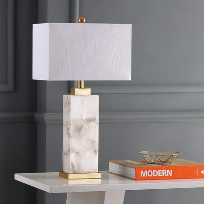 Elizabeth Alabaster Nightlight Lamp 27.5", White/Gold Painting9