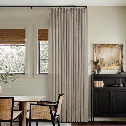 Burlywood Birch Pinch Pleated Linen 90 Inch Curtains 2 Panels | Thick Linen Textured, Flax Burlap Taupe, Pinch Pleat Drapes 90 Inches Long, Semi Sheer Curtains, for Dining Bedroom Office7
