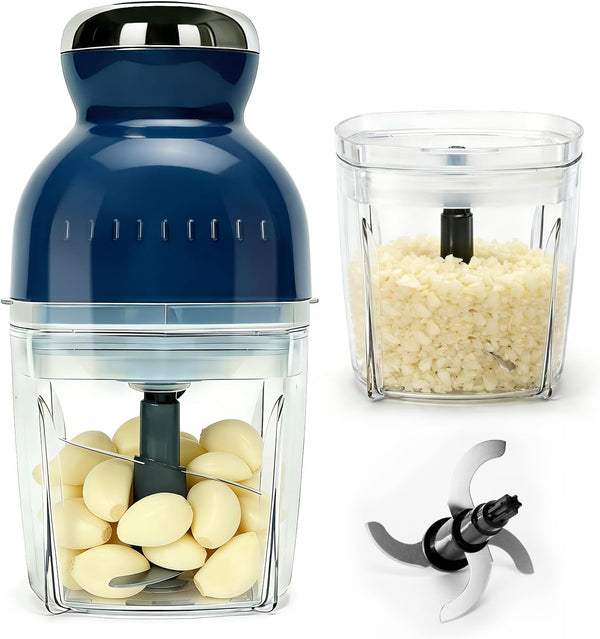 Electric Garlic Mincer & Onion Chopper, 17Oz Mini Food Processor | 250W Motor, One-Touch Control, Stainless Steel S-Blades, Chops, Minces, Grinds, Whisks1