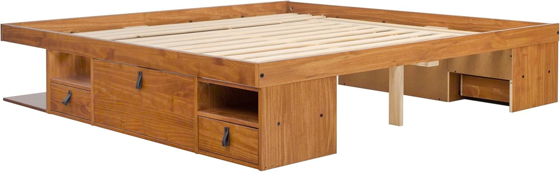 bali-king-size-storage-platform-bed-with-6-drawers-6-shelves-3-door-cabinets-2-pullout-nightstands-solid-pine-wood-bed-frame-with-underbed-storage-no-box-spring-needed-oak-brown