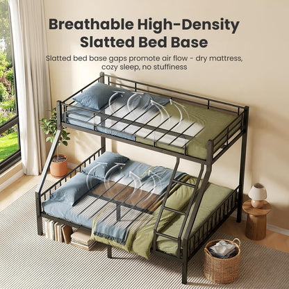 Heavy Duty Twin XL over Queen Bunk Bed with Eva-Padded Angled Ladder3