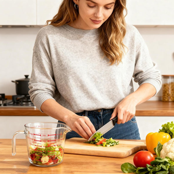 Glass Measuring Cups 24Oz/3Cup/700Ml High Borosilicate [Insulated Handle | V-Shaped Spout]For Prepping Baking and Cooking Preheated Oven Dishwasher Freezer and Microwave Safe7
