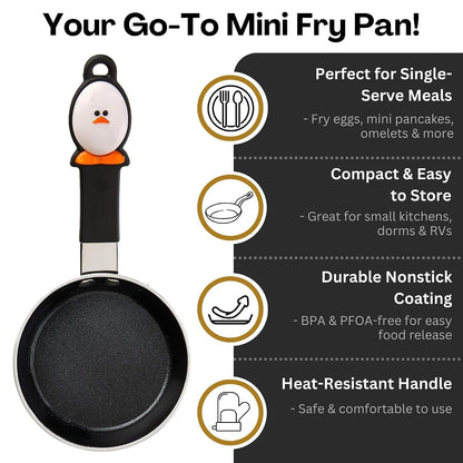 Mini Egg Frying Pan, Small Nonstick Skillet, Heat-Resistant Handle, Perfect Breakfast for One, Ideal for Egg Sandwiches and Pancakes, 4.5 Inch, Bpa-Free, Pfoa-Free2