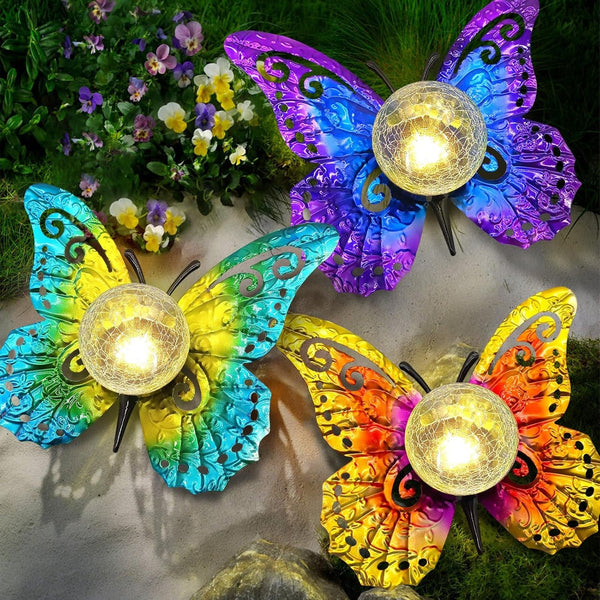Solar Lights Outdoor Garden Metal Butterfly Decoration7
