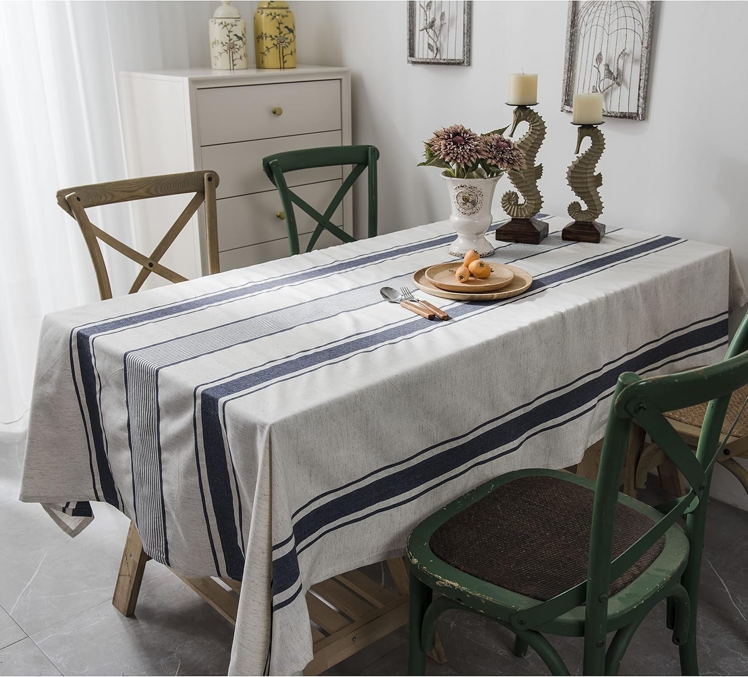 white-blue-tablecloth-cotton-linen-farmhouse-table-cover-soft-washable-table-top-for-parties-coffee-kitchen-decor-striperectangle-oblong-60-704-6-seats
