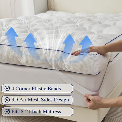 5 Inch Memory Foam Mattress Topper Queen Size, Extra Thick Supportive Pillow Top Mattress Pad, Breathable & Fluffy Soft Bed Topper with Gel Memory Foam，60"X80"3