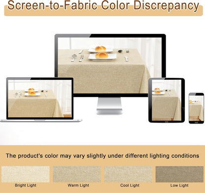 Rectangle Table Cloth Faux Linen Farmhouse Tablecloth, Wrinkle and Stain Resistant Decorative Fabric Rectangular Spring Table Cover for Dining/Party/Birthday/Wedding, Beige, 54 X 80 Inch8