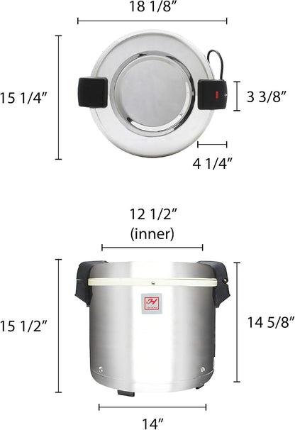 Excellante SEJ22000 Commercial Stainless-Steel 50-Cup Rice Warmer2