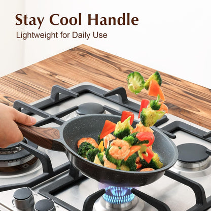 Nonstick Frying Pan Skillet with Lid, Omelet Pan with Cover, Healthy Egg Pan Chef'S Pan, Kitchen Cooking Pan, PFOA Free (8Inch + Glass Lid) | Omelette Pan with Cover, Healthy Egg Pan Skillet Kitchen Cooking Pan, PFOA/PFOS Free4